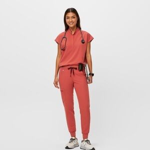 FIGS set in clay, Rafaela top and Zamora jogger